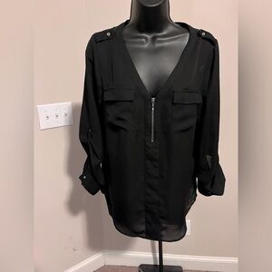 Candies. Black. Long Sleeve Blouse with Lace. Size L